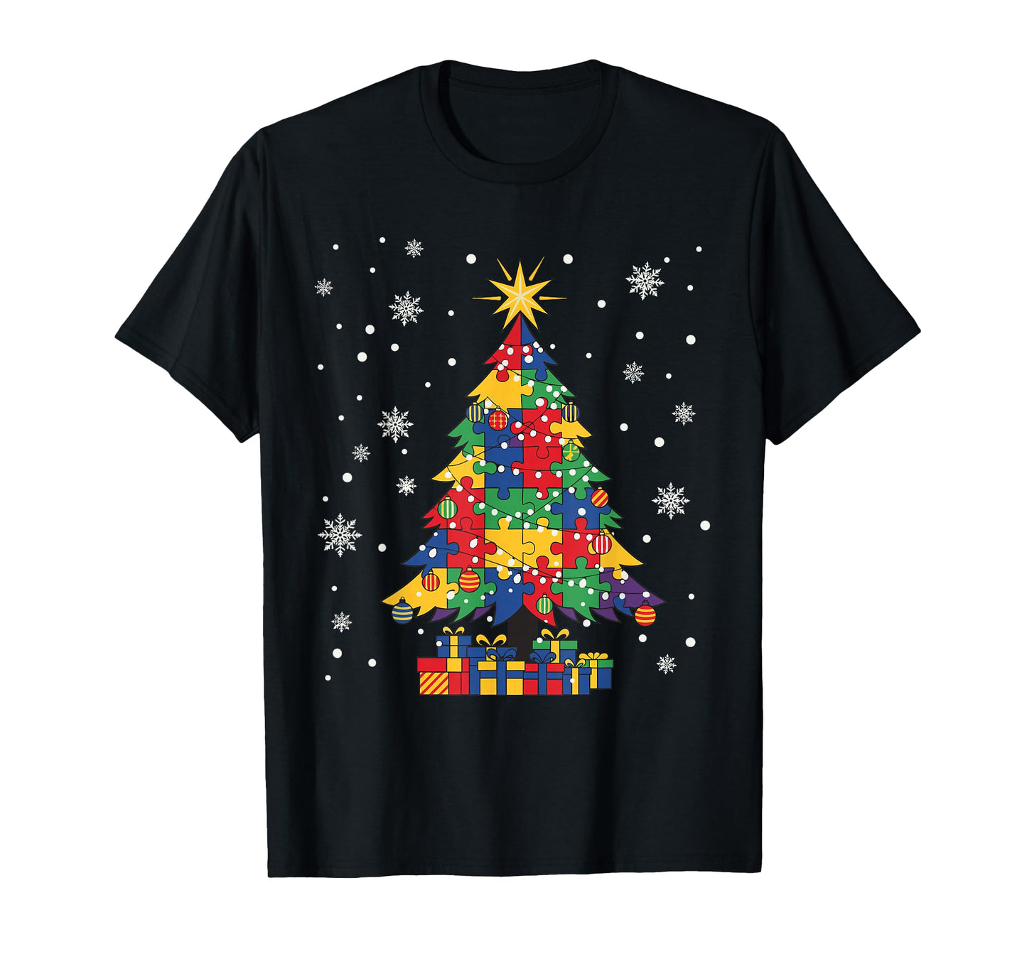 Men Women Christmas Tree Autism Awareness T-Shirt