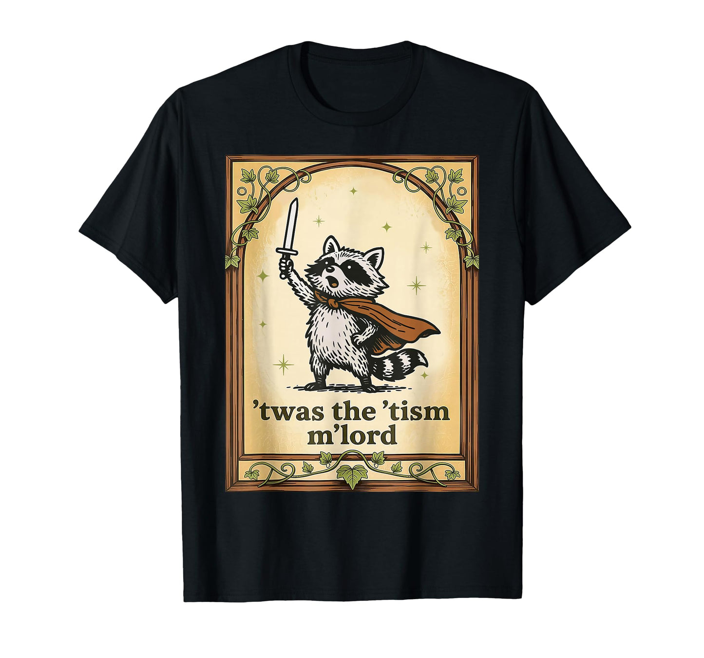 Retro 'TWAS The 'Tism M'Lord Funny Wizard Raccoon Autism Men T-Shirt