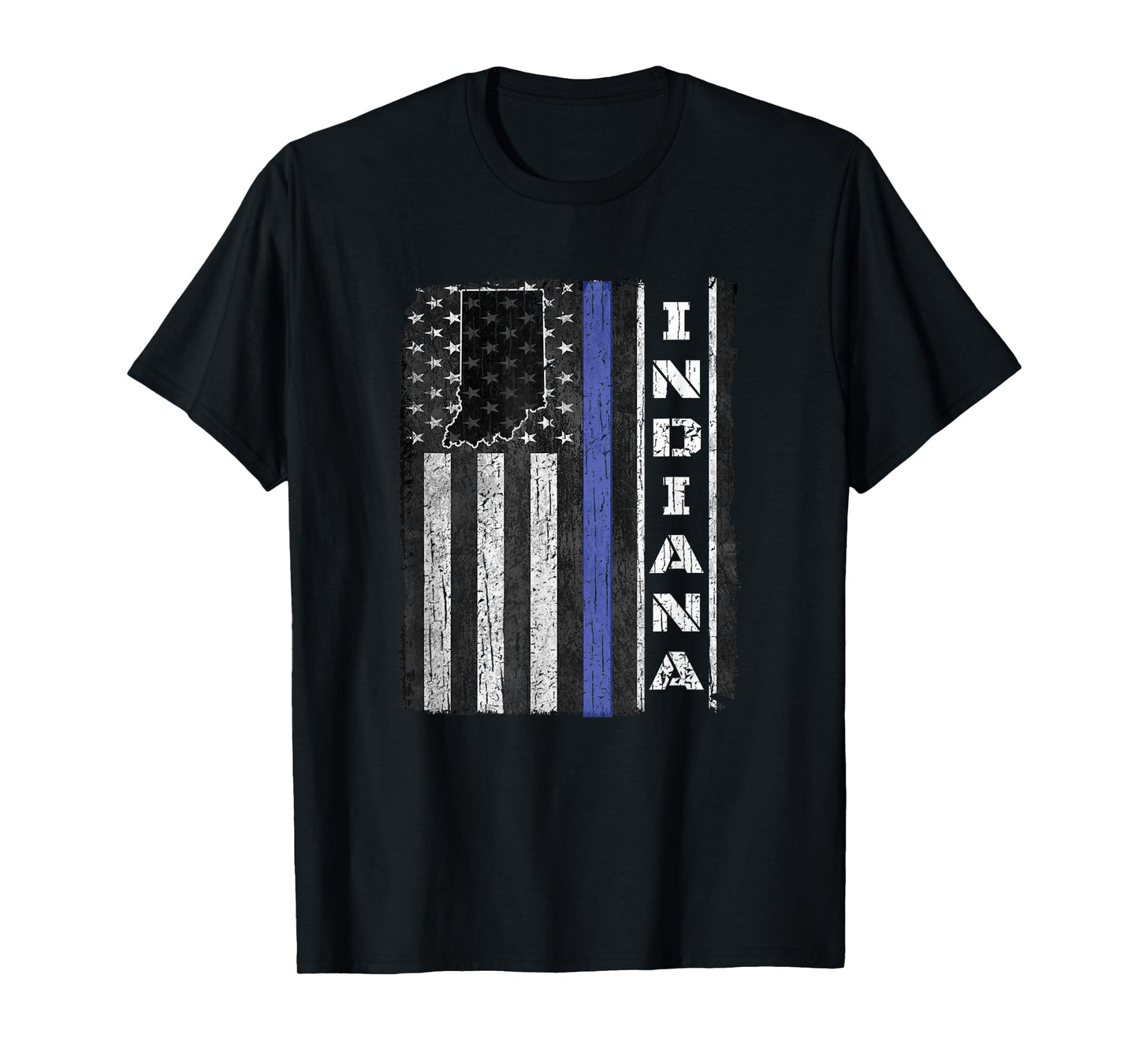 Indiana Thin Blue Line Police Week TShirt USA Flag Gift Cop T-Shirt