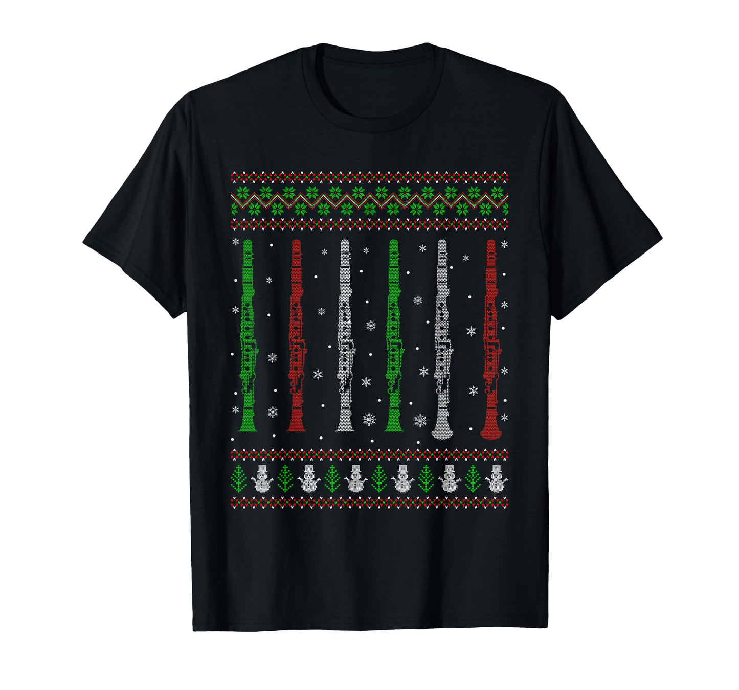 Clarinet Ugly Christmas Sweaters Marching Band Clarinet Xmas T-Shirt