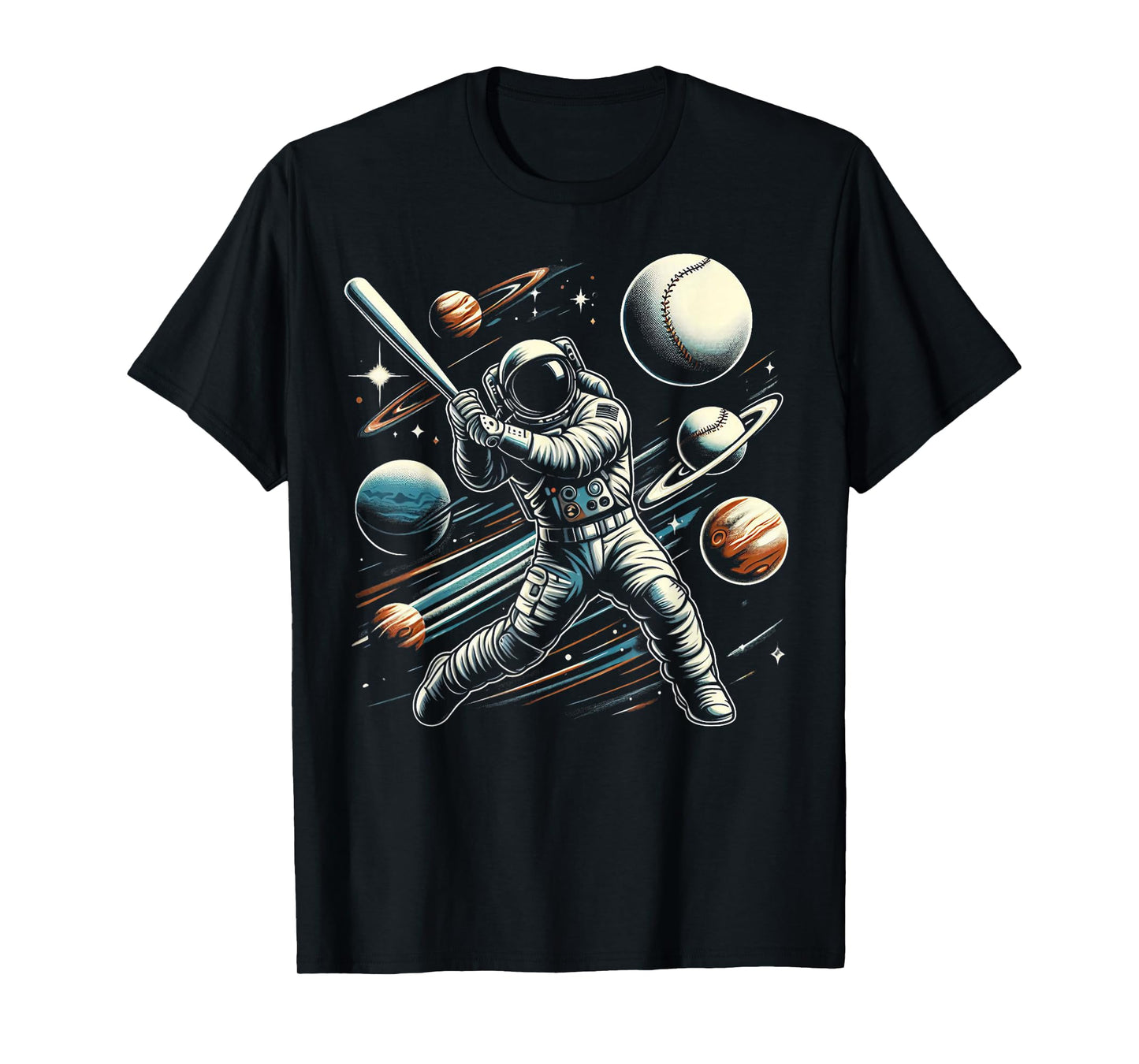 Baseball Astronaut Astronomer Planets Universe Outer Space T-Shirt
