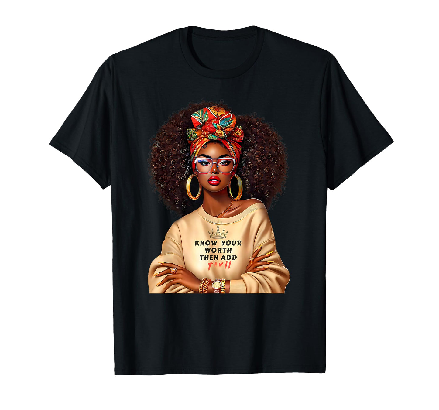 Afro Queen Black Woman African Melanin Black History Month T-Shirt