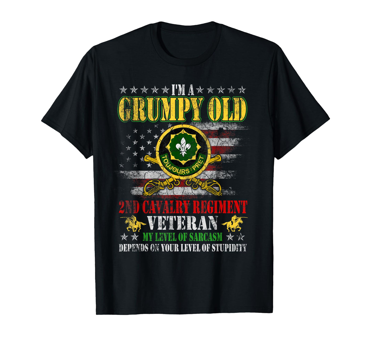 I'm A Grumpy Old 2nd Armored Cavalry Regiment Veteran Flag T-Shirt