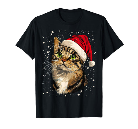 Christmas Cat Snow Graphic T-Shirt for Men Women Kids