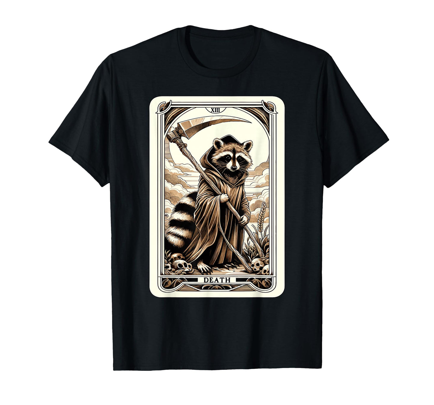 Raccoon Tarot Card Death Witchcraft Occult Raccoon T-Shirt, Small