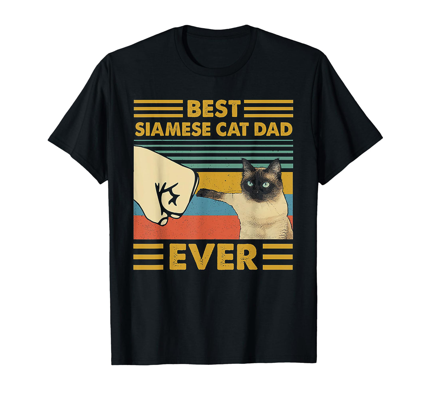 Best Siamese Cat Dad Ever Retro Vintage Sunset T-Shirt