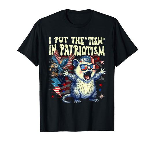 I Put The Tism in Patriotism Athletic Eagle Funny T-Shirt