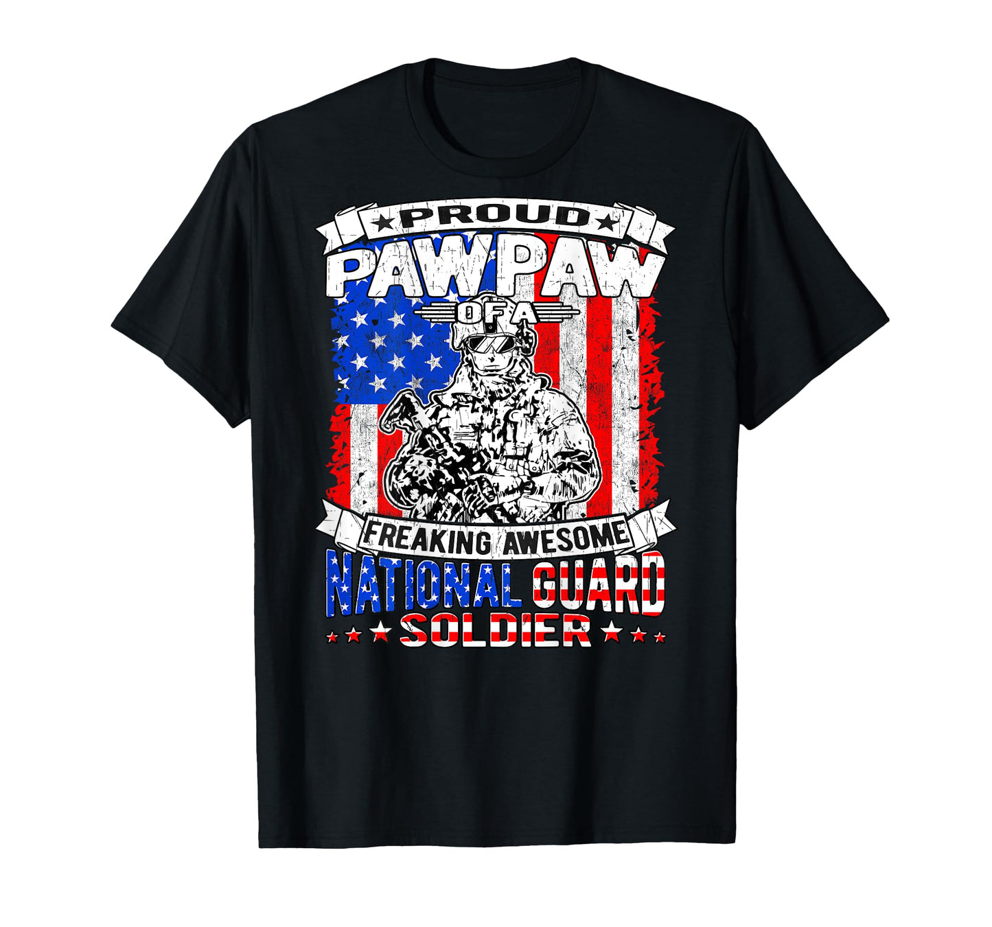 Mens Proud Pawpaw of National Guard Soldier Military Grandpa Gift T-Shirt