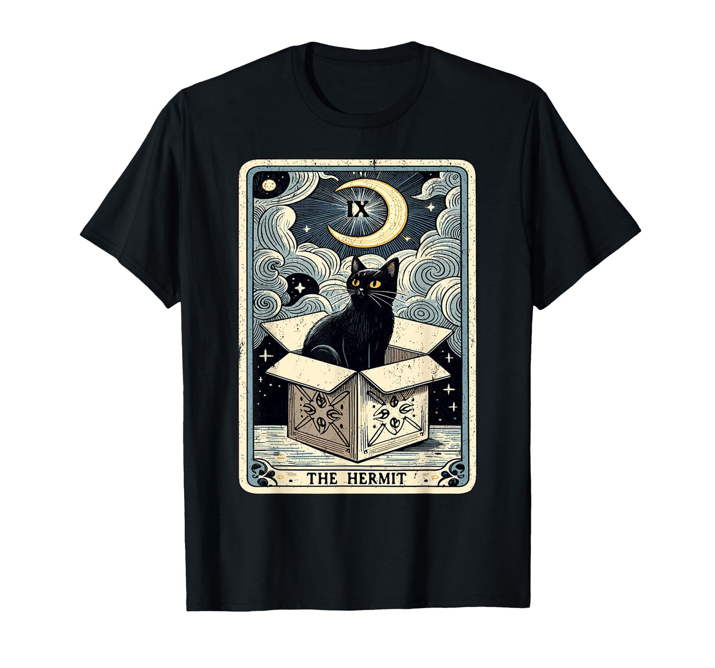 The Hermit Tarot Card Cat in Box Mystic Funny Cat T-Shirt