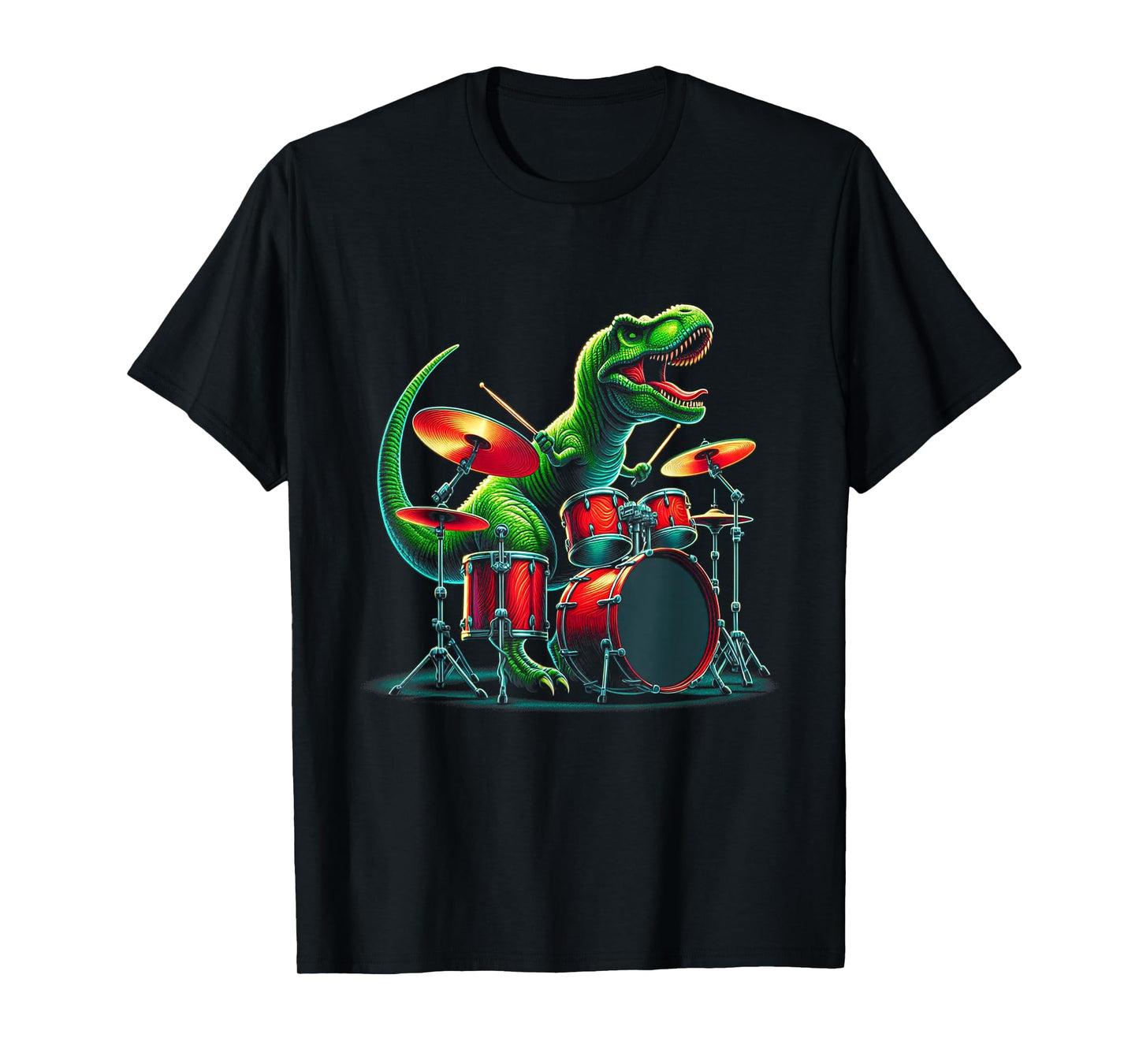 Cool Dinosaur Drummer - Boys Girls Kids Drummers T-Shirt