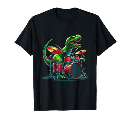 Cool Dinosaur Drummer - Boys Girls Kids Drummers T-Shirt