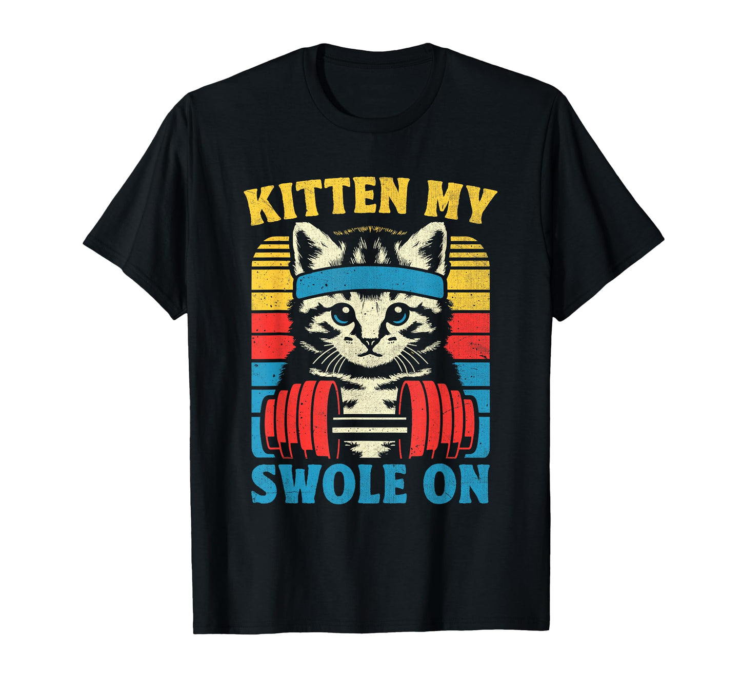 Funny Cat Kitten My Swole On Workout Cat Lover Retro Vintage T-Shirt