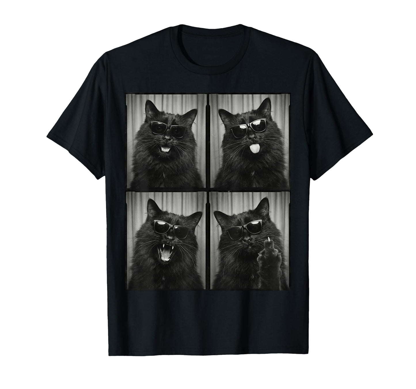Funny Black Cat with Sunglasses Feline Animals Photo Booth T-Shirt