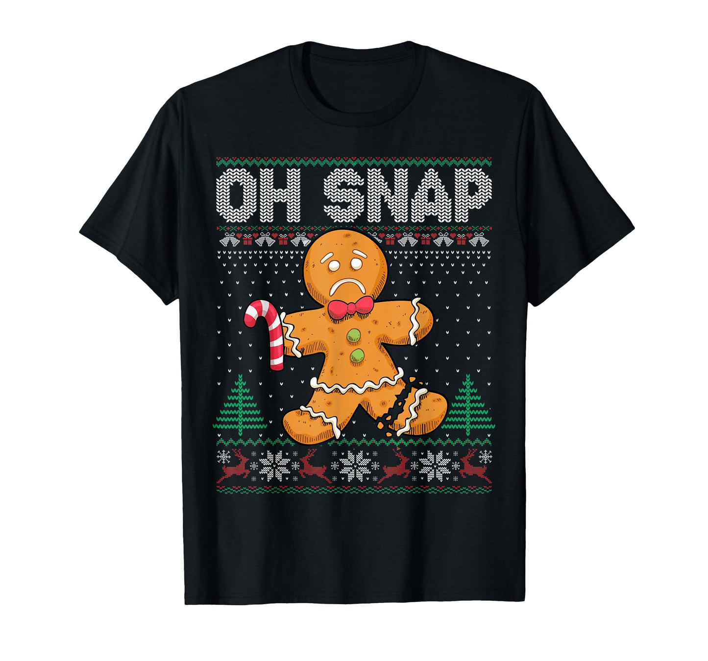 Cookie Baking Gingerbread Man Oh Snap Christmas Ugly Sweater T-Shirt