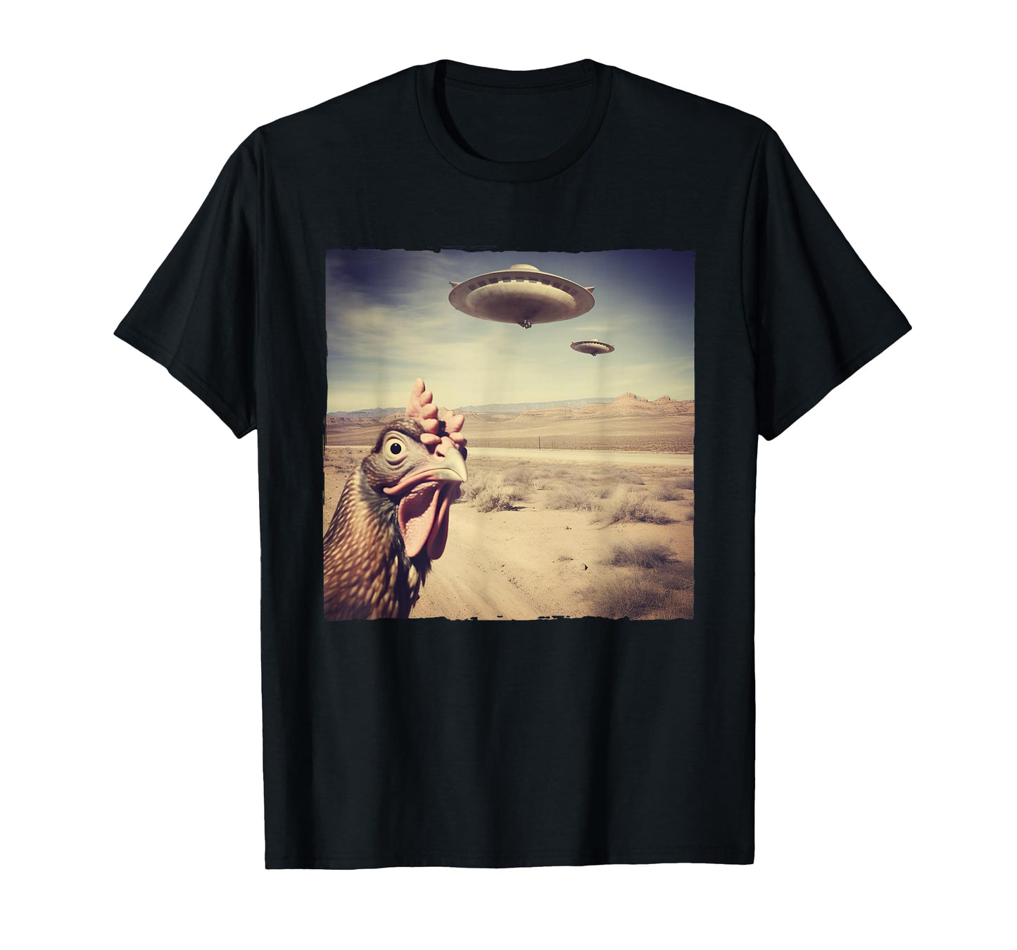 Chicken UFO Alien Flying Saucer T-Shirt