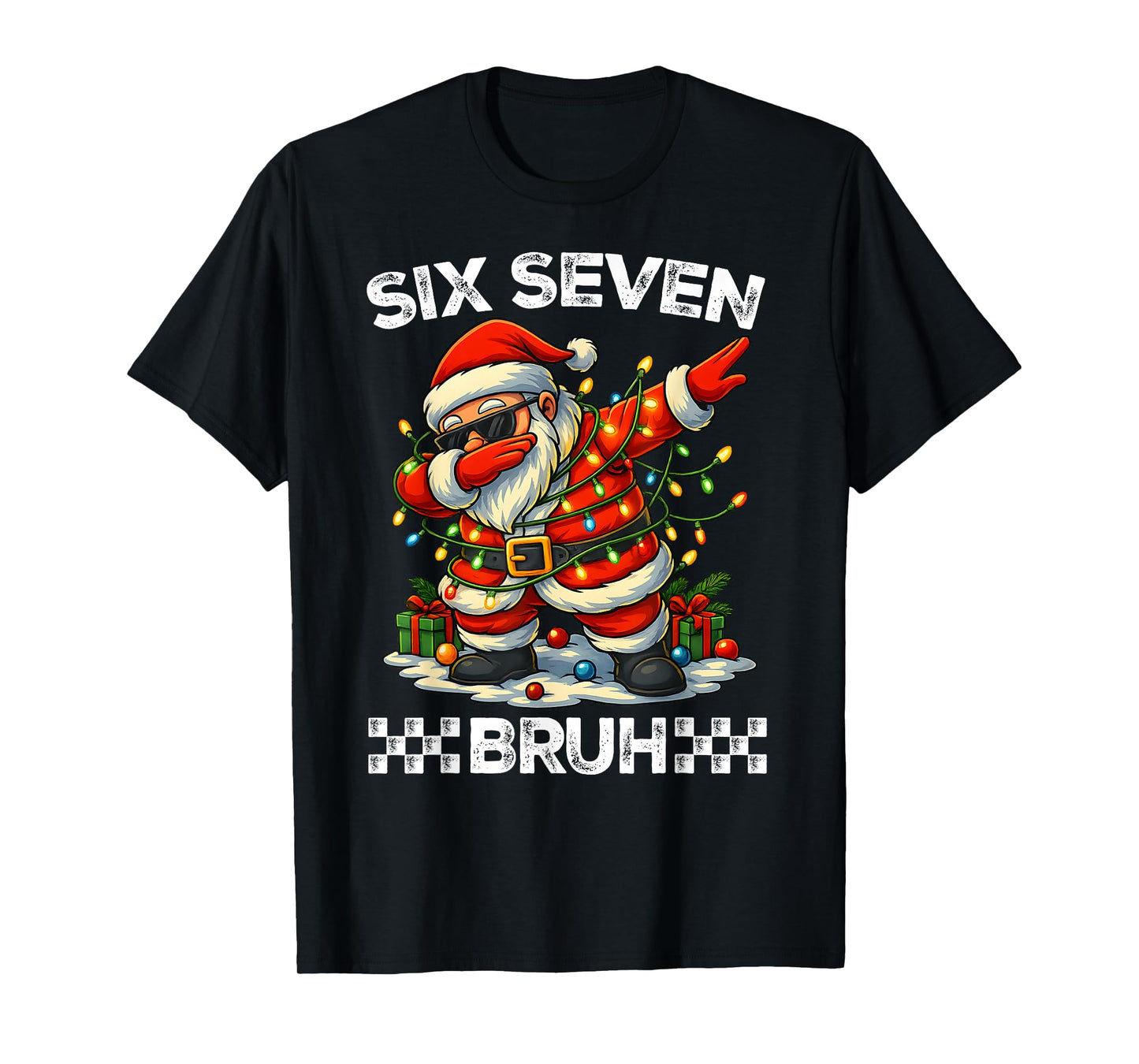 67 Six Seven Bruh Funny Christmas Dabbing Santa 6 7 Meme T-Shirt