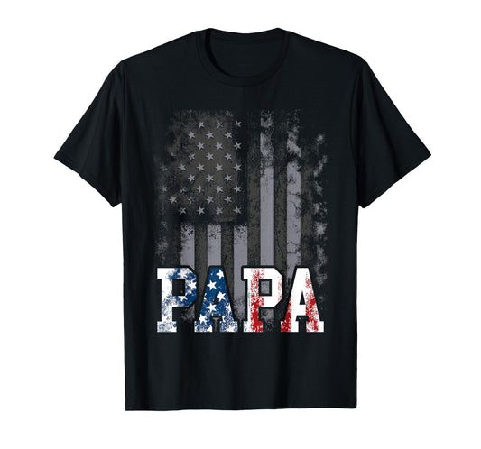 Papa American Flag Father's Day 4th of July Grandpa T-Shirt