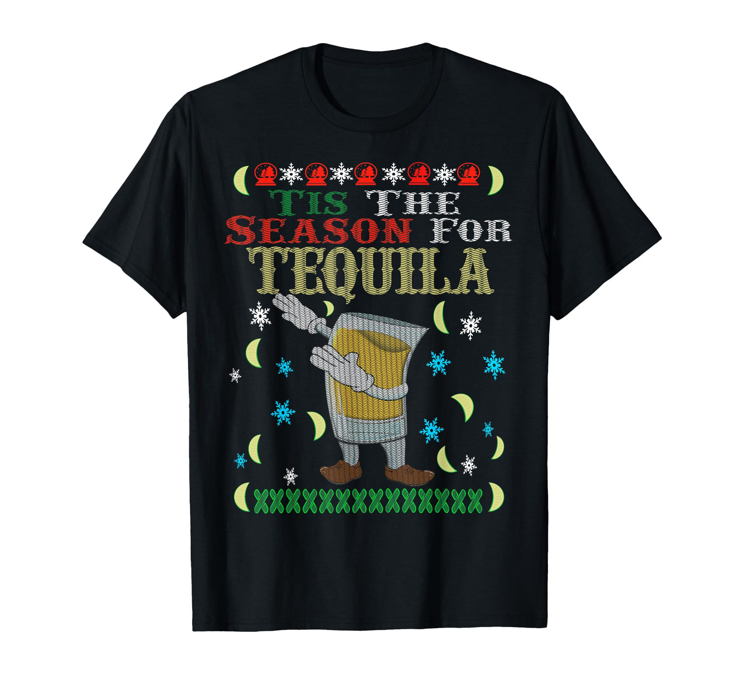 'Tis The Season For Tequila Dabbing Ugly Christmas Alcohol T-Shirt