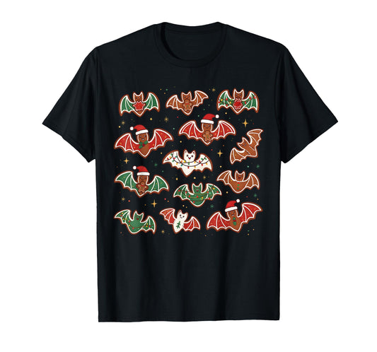 Cute Gingerbread Bats Spooky Christmas Cookie Graphic T-Shirt