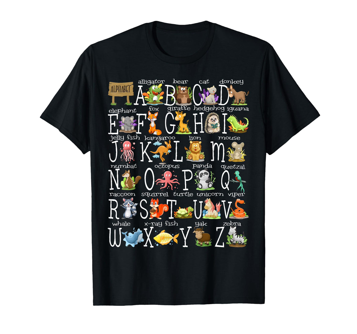 Alphabet Animals Back to School Pre-K Kindergarten Teacher T-Shirt