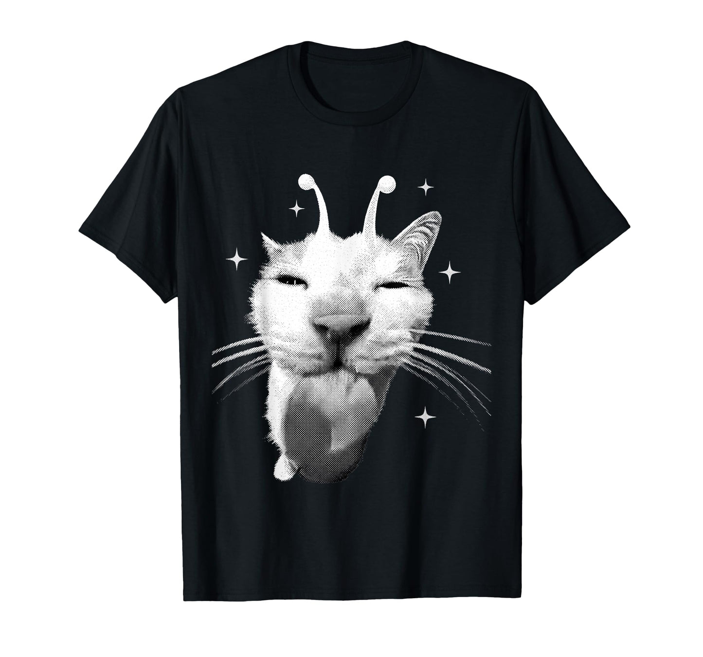 Y2K Alien Cat Meme Retro Funny Silly Cats Cat Lover Kitty T-Shirt