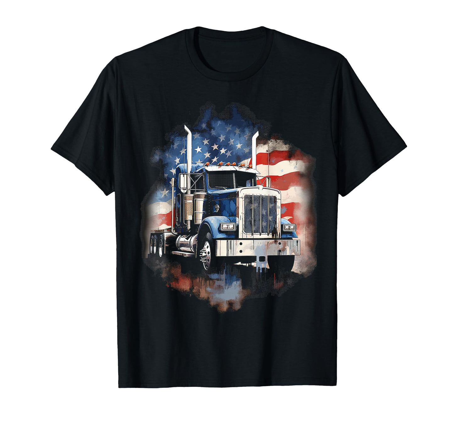 Truck Driver Patriotic American Flag Trucker Semi Driver USA T-Shirt