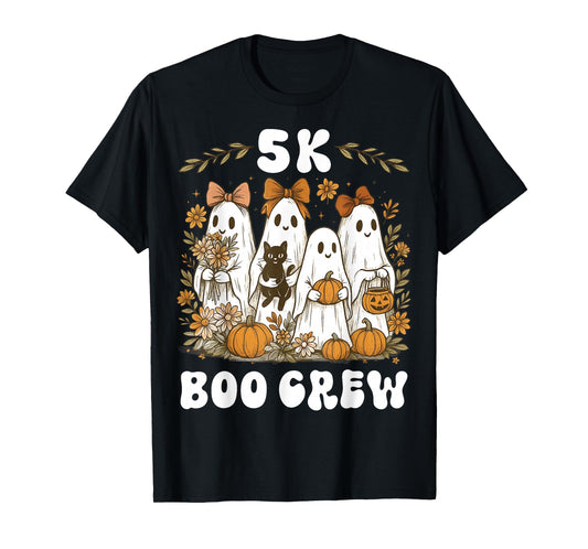 5K Boo Crew Halloween Teacher K5 Floral Ghost Trick or Teach T-Shirt