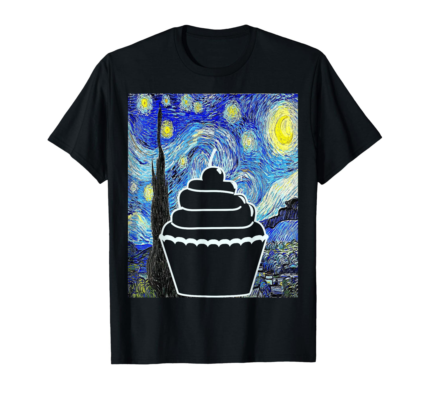 Cupcake Starry Night Cupcake Lover Baking Painting T-Shirt