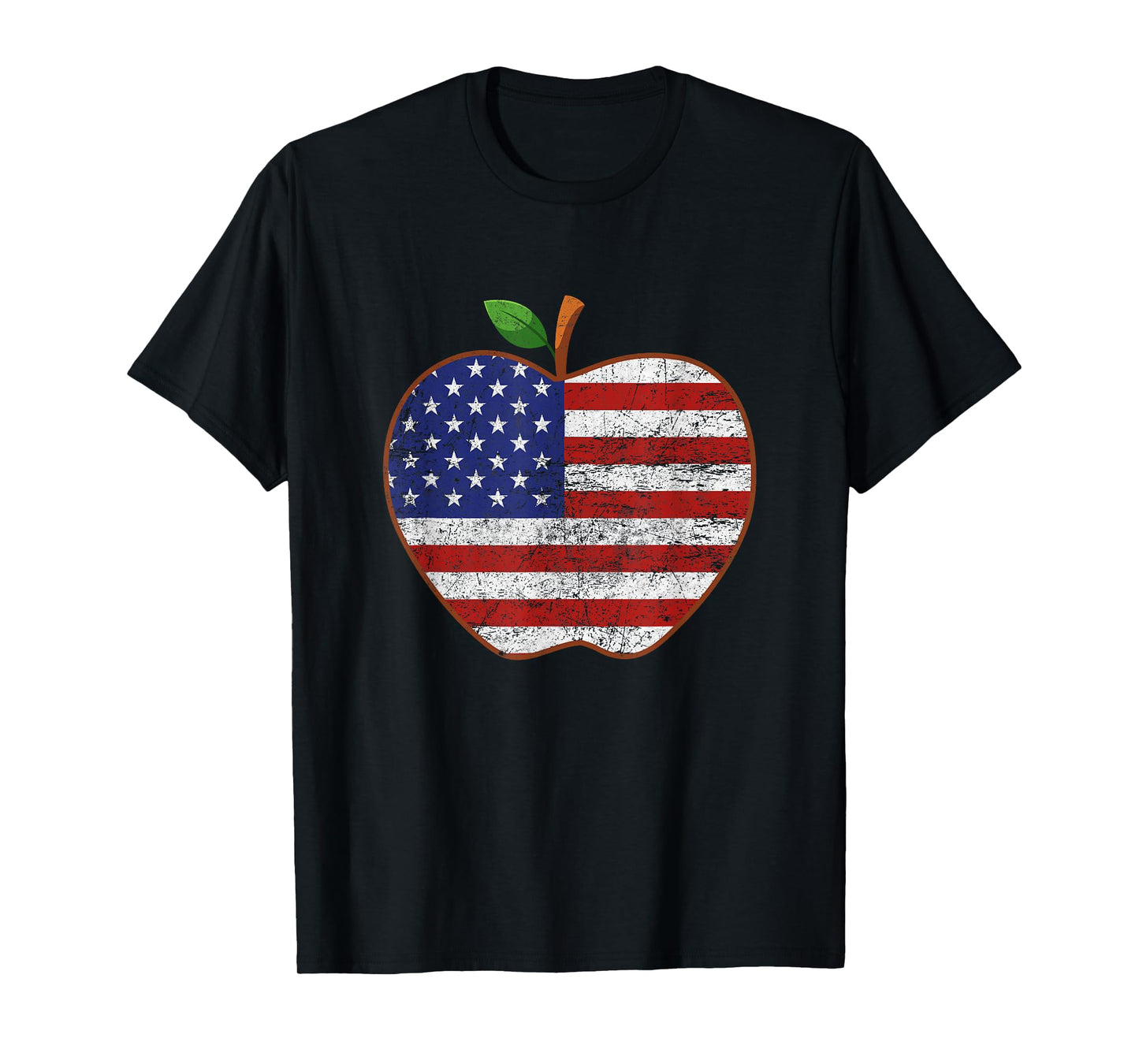 American Flag Teachers Students Apple 4th Of July Vintage T-Shirt