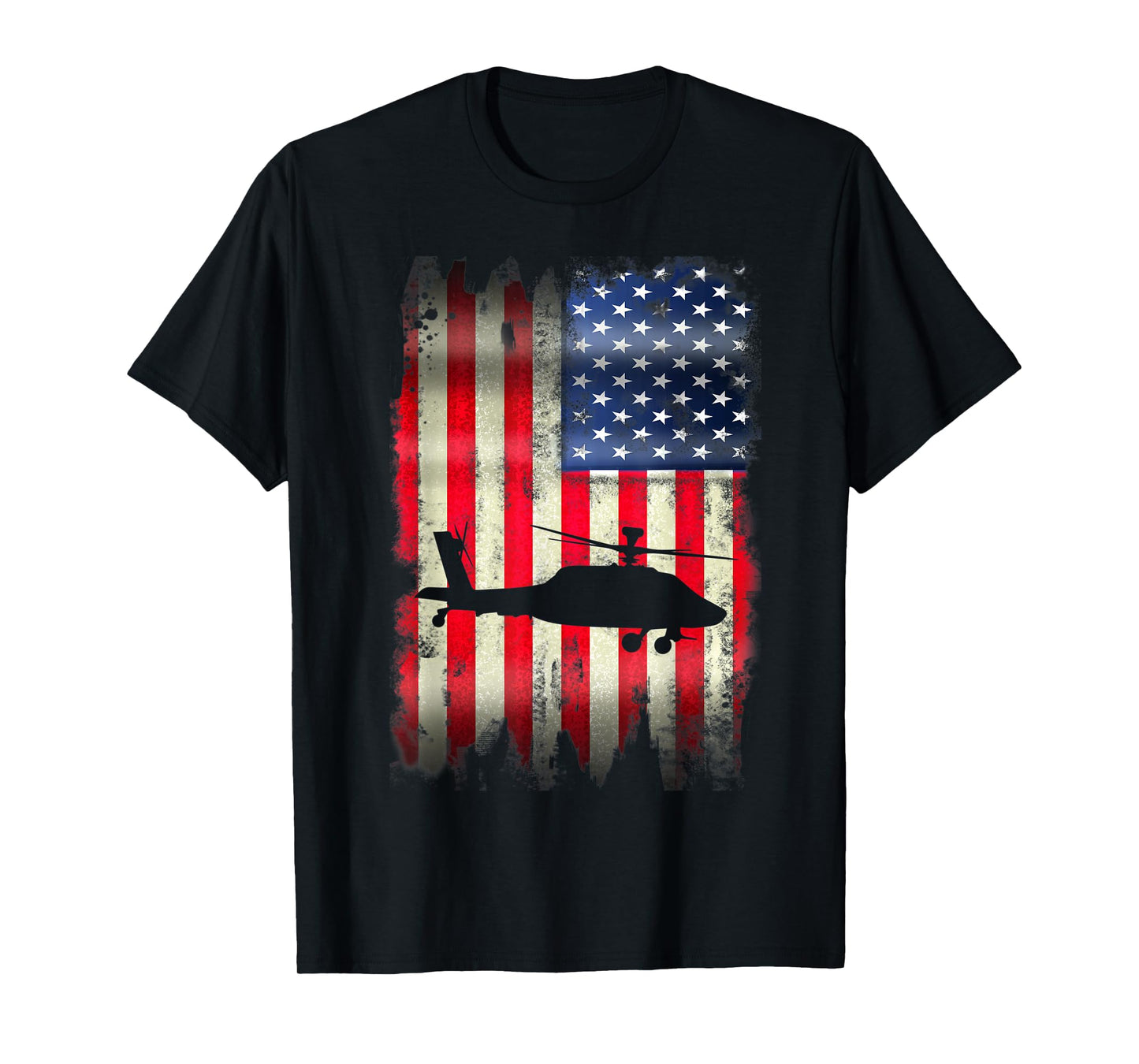 Helicopter Patriotic USA American Flag 4th of July Gift Women Kids Men T-Shirt