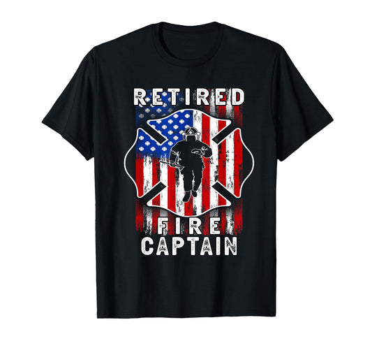 USA flag Retired Fire captain 2025 Firefighter Retirement T-Shirt