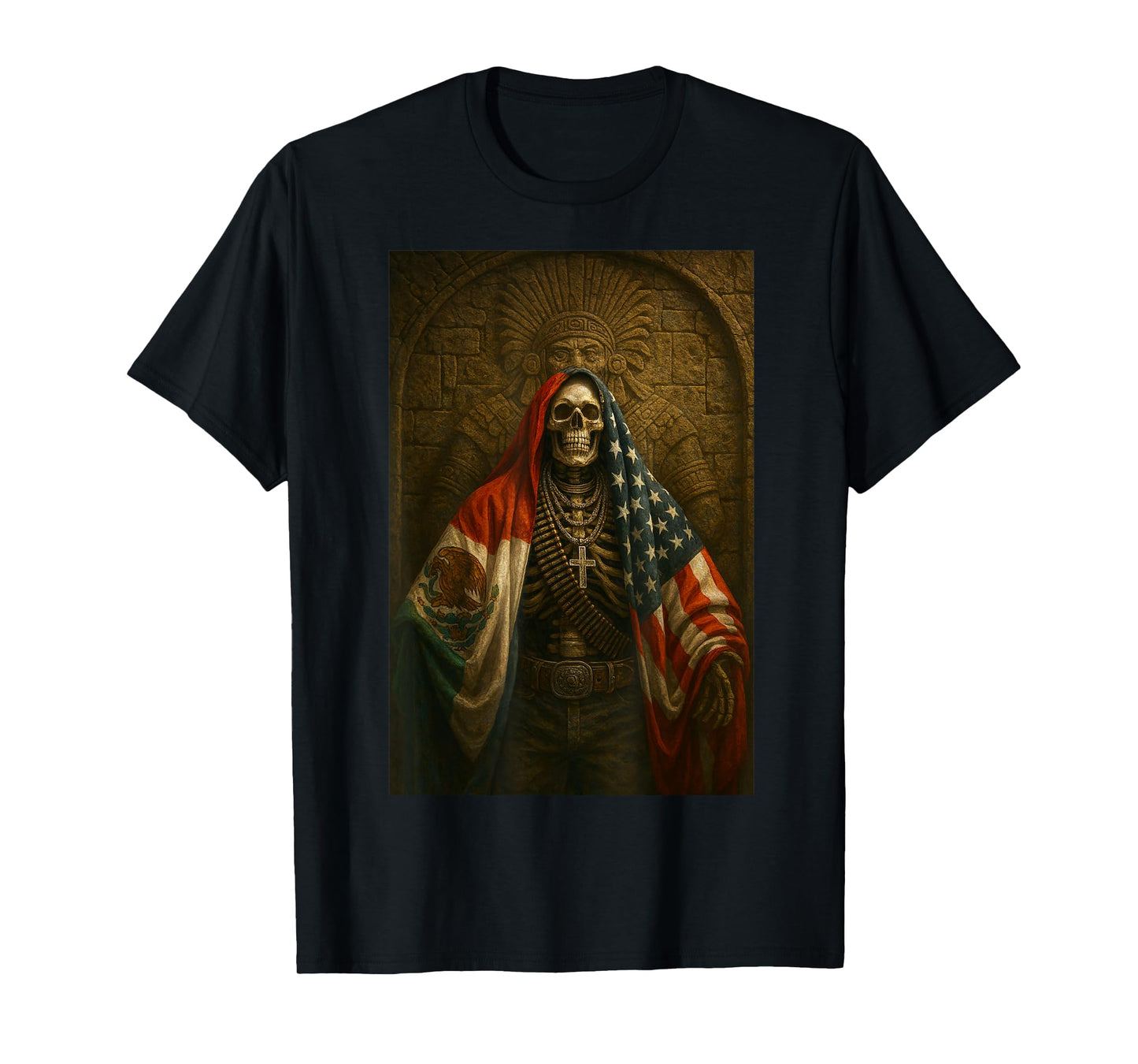 Mexican American Skull Flags T-Shirt