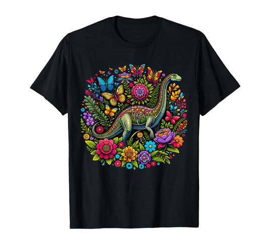 Cottagecore Dinosaur Floral T-Shirt