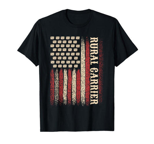 Vintage Rural Carrier USA Flag for Patriotic Mailman T-Shirt