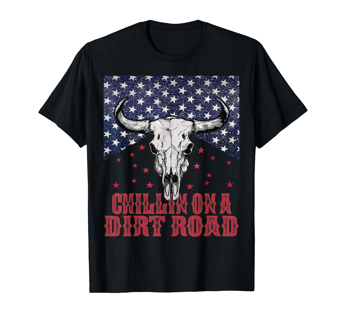 Chillin On A Dirt Road Country Music Western Vintage US Flag T-Shirt