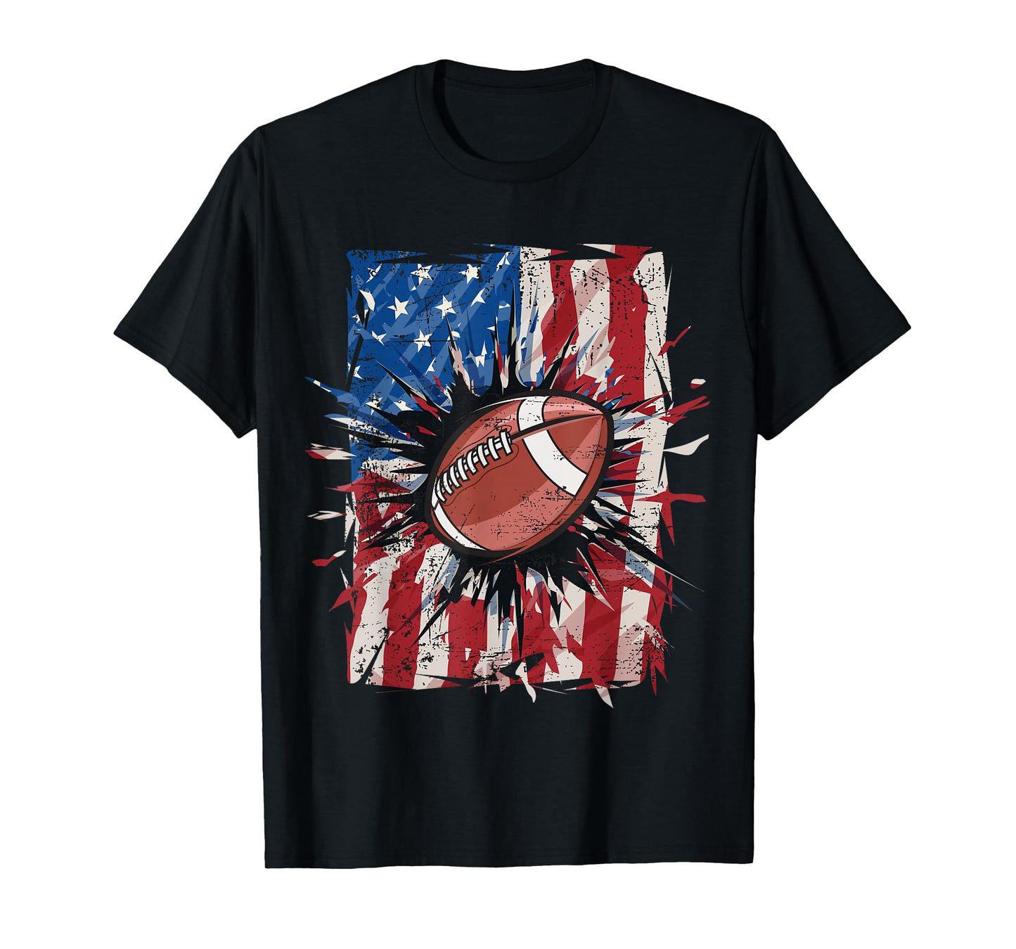 Patriotic Football 4th of July Men USA American Flag Boys T-Shirt Small