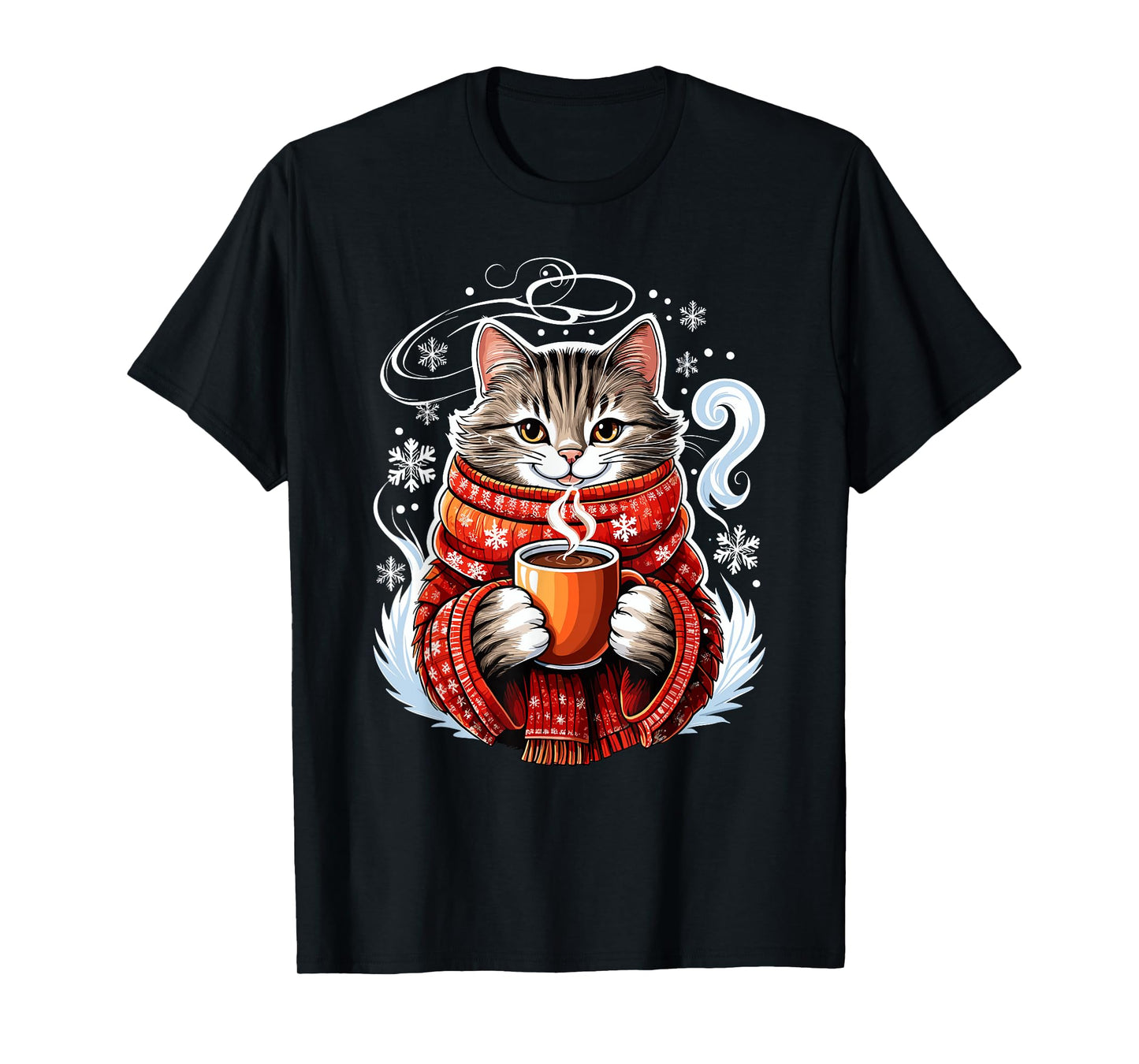 Cozy Cat Fun Winter Design T-Shirt