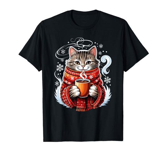 Cozy Cat Fun Winter Design T-Shirt