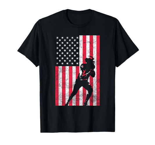 USA American Flag Football Red White Blue 4th of July Top T-Shirt