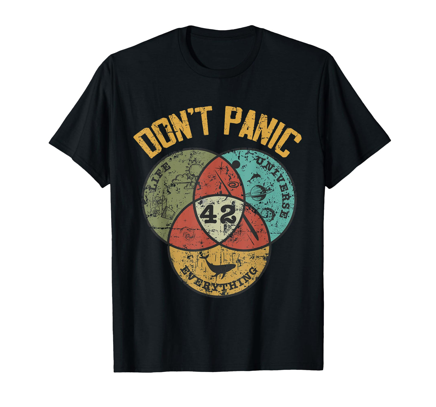 42 Answer to Life The Universe and Everything Don't Panic T-Shirt