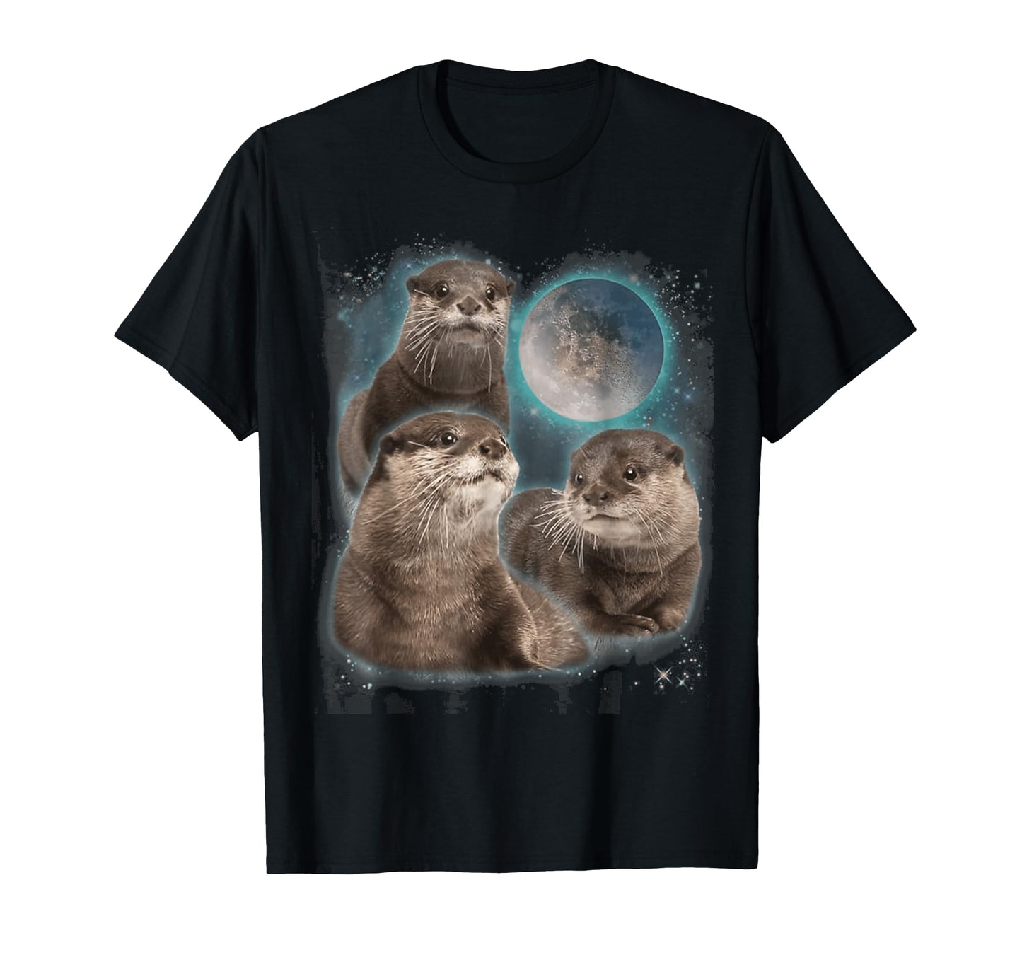 Three Otters Moon Howling T-Shirt