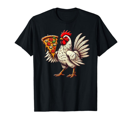 Cute Chicken Eating Pizza T-Shirt
