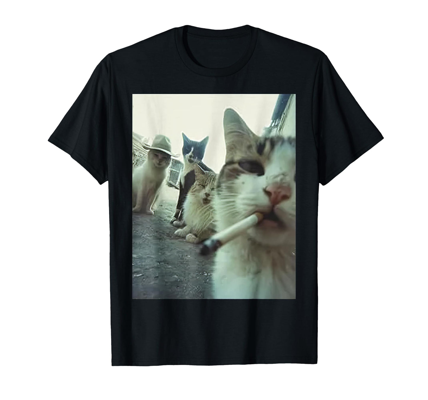 Tokyocanvas Smoking Cat Meme Funny T-Shirt
