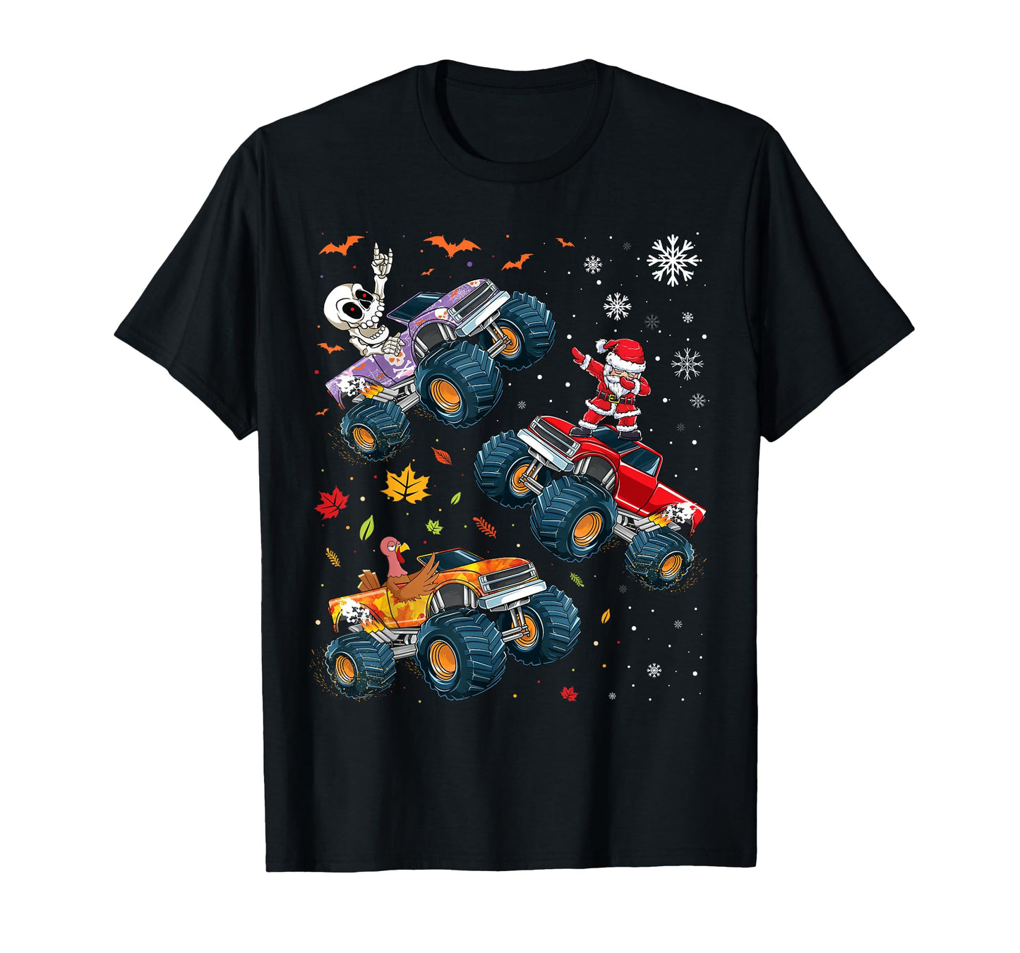 Happy Hallothanksmas Adults Kids Graphic Halloween Christmas T-Shirt