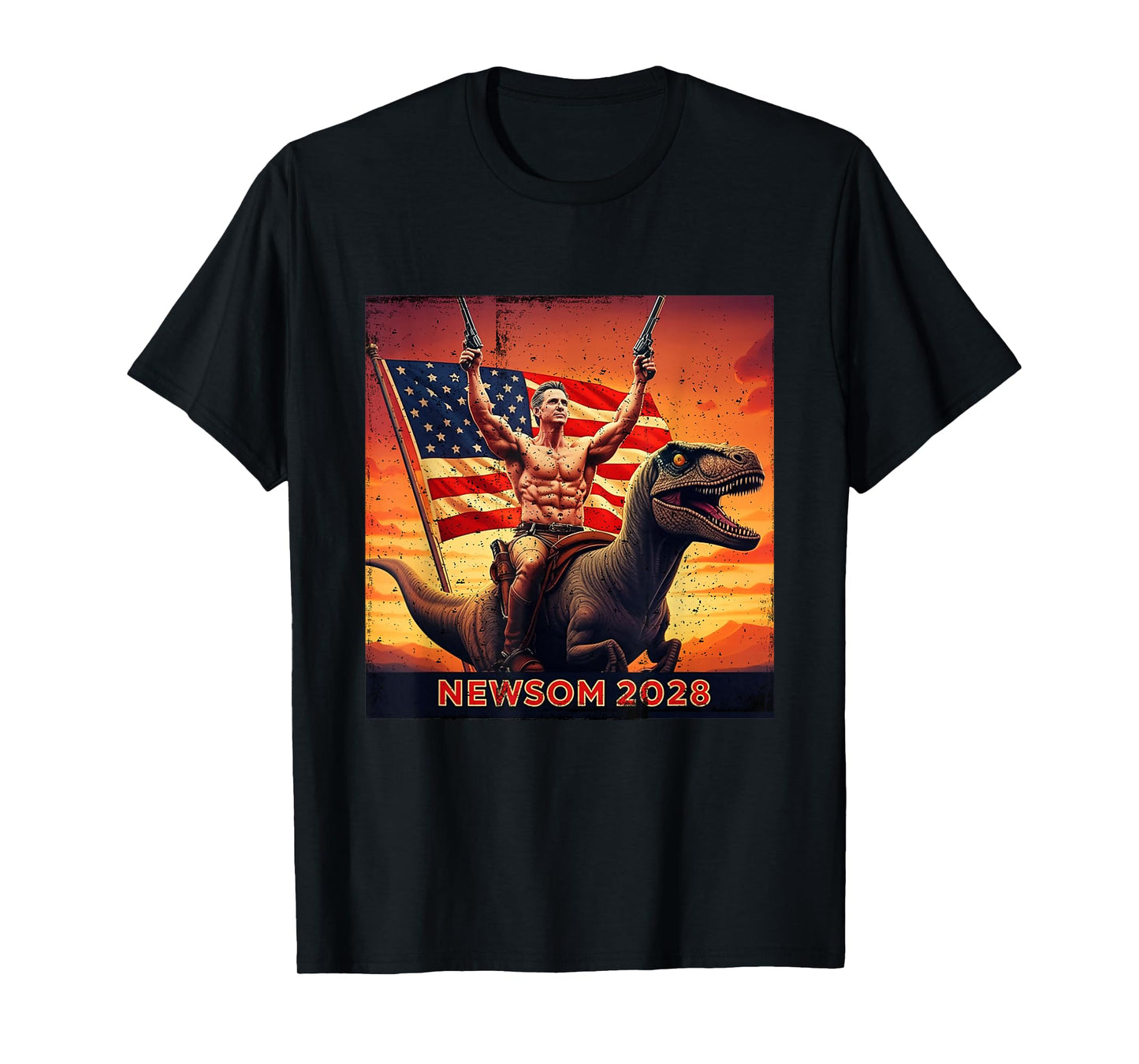 Gavin Newsom 2028 Bold Patriotic Leader Riding Design T-Shirt