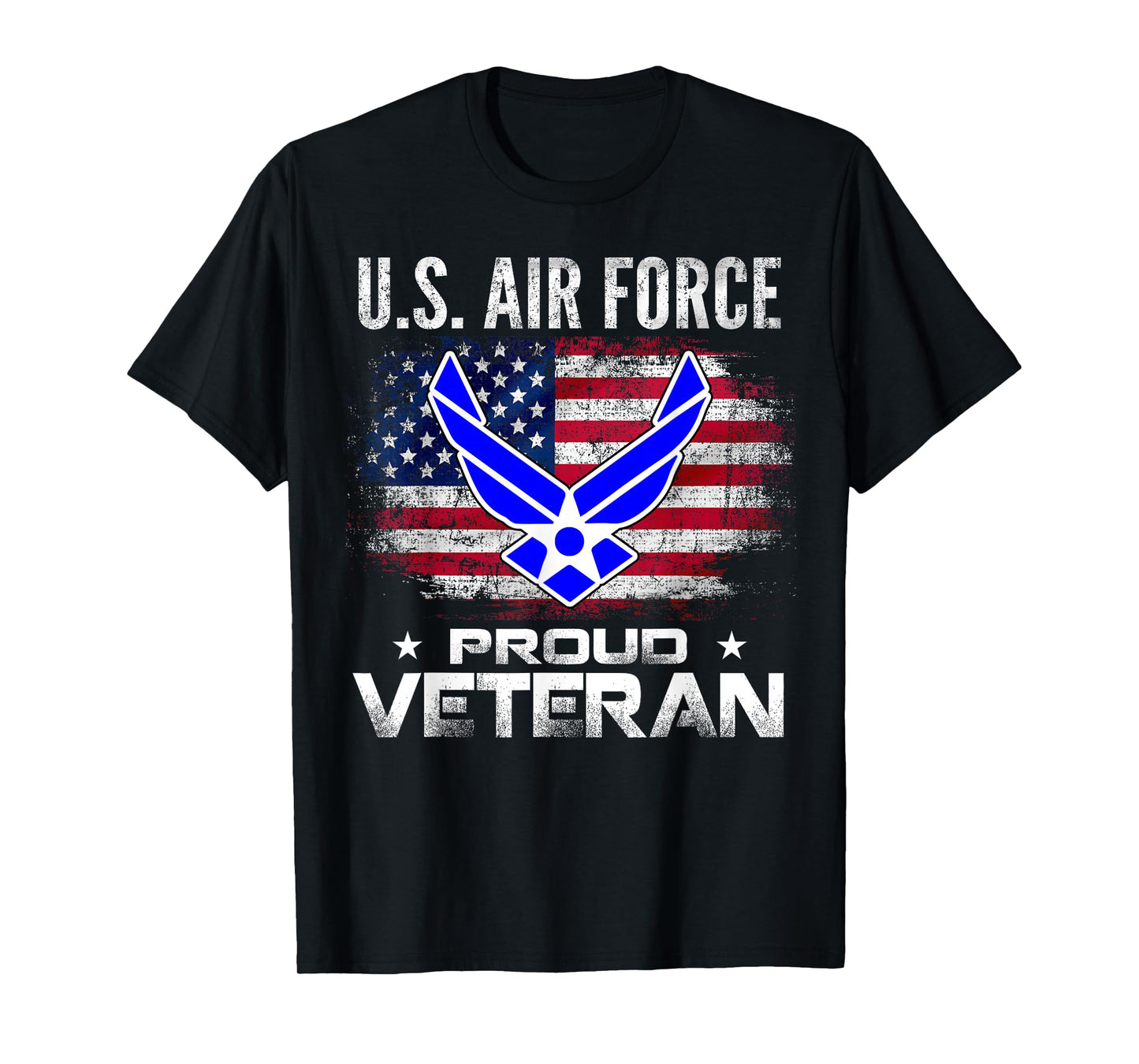U.S Air Force Proud Veteran with American Flag Gift Veteran T-Shirt