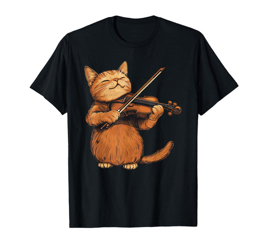 Cute Cat Playing Violin Cats Musician Music T-Shirt
