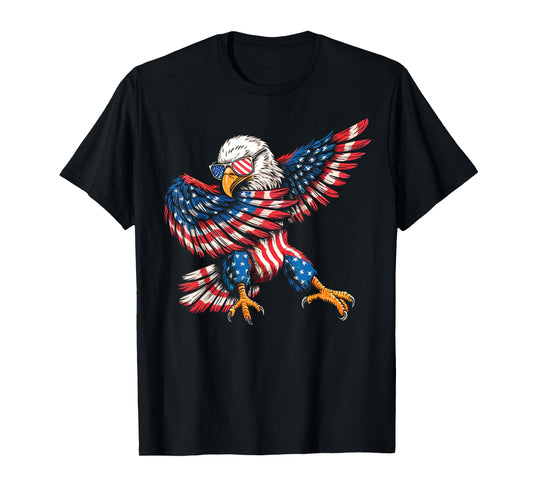 Flying Patriotic Eagle USA Flag Style for Independence Day T-Shirt