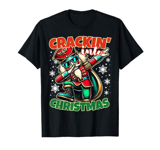 Christmas Dabbing Nutcracker Funny Xmas Boys Tee - Boys Unisex-Adults T-Shirt - Black - Small - Short Sleeve