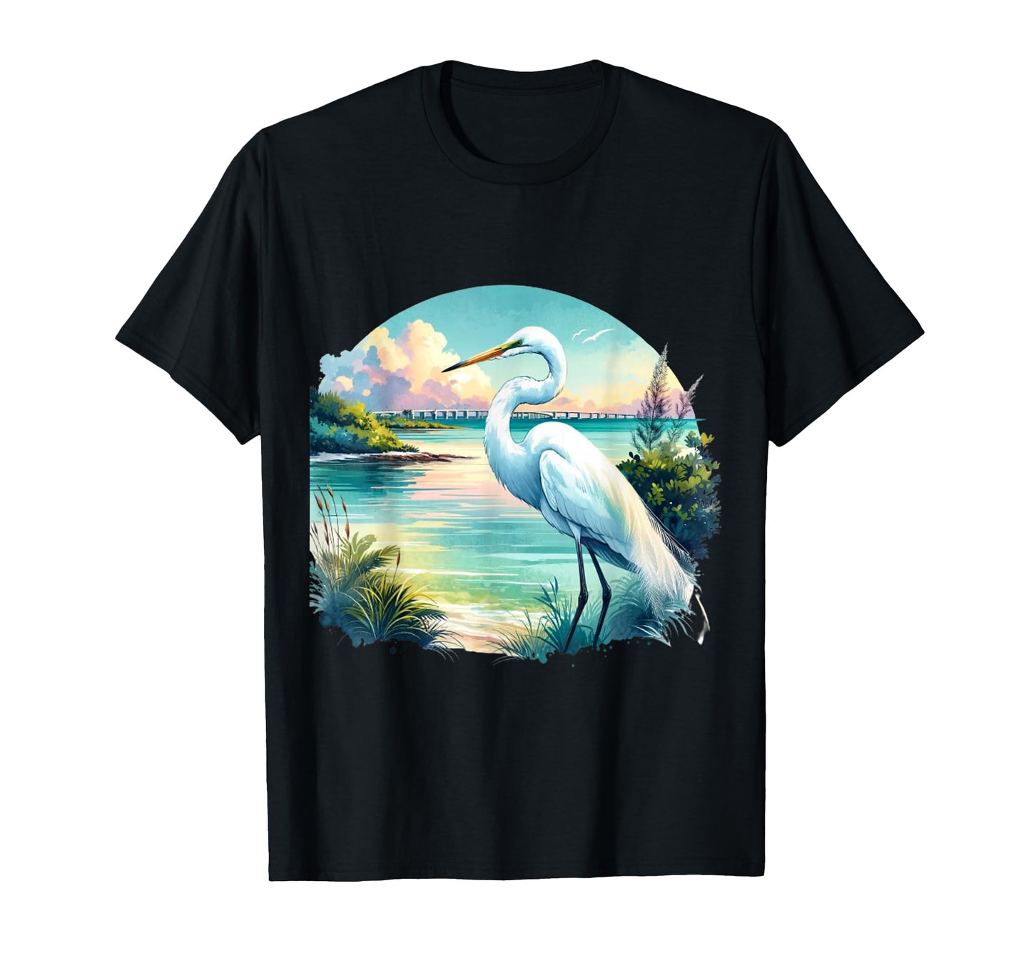 White Egret Florida Keys Nature T-Shirt